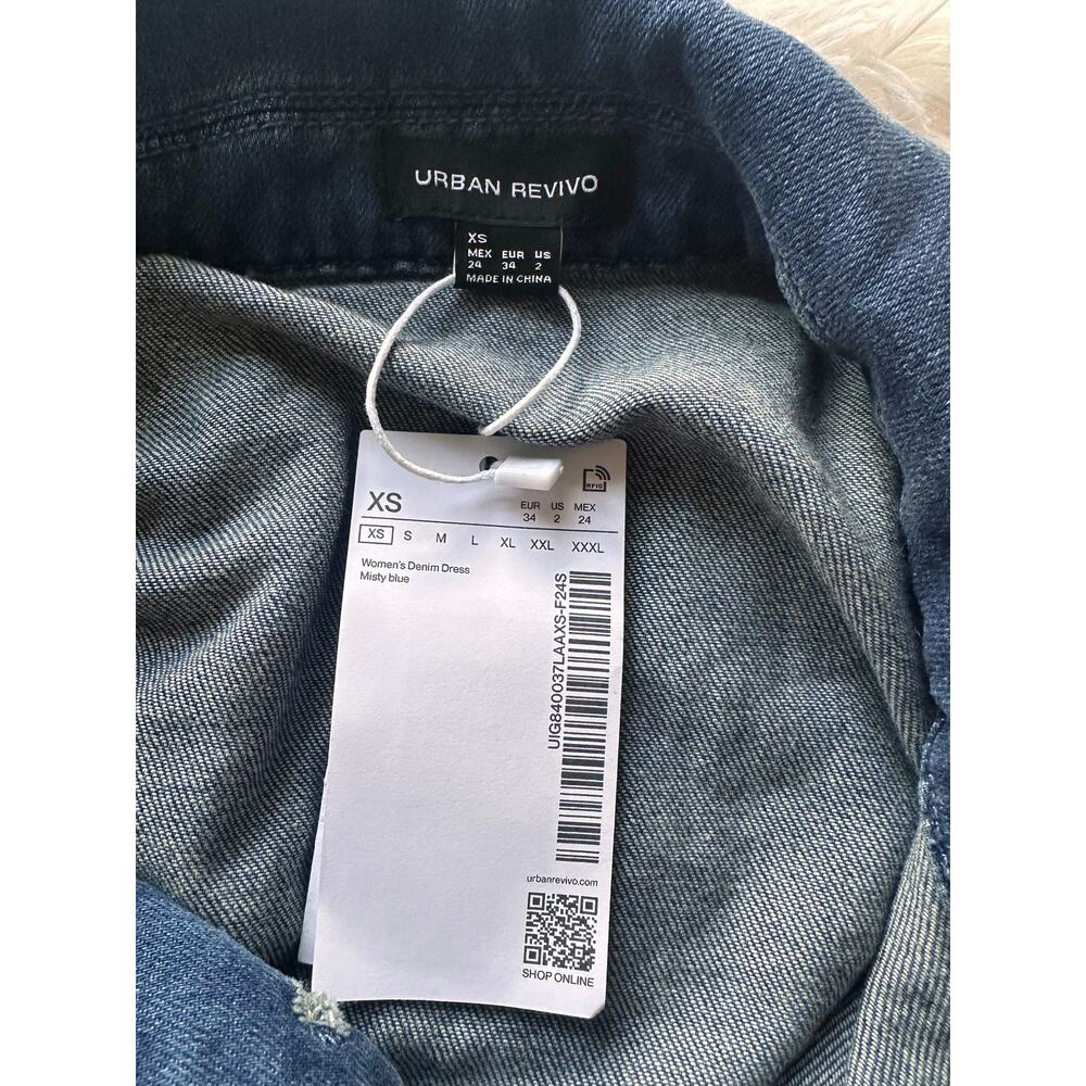 Dark Blue Denim Midi Dress with Statement Collar - Picture 4 of 5